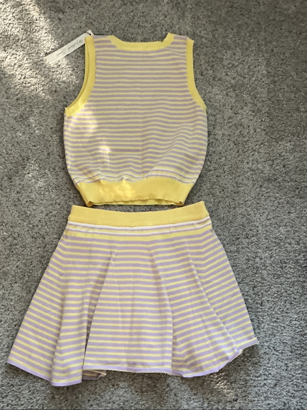 NWT Mustard Seed Knit Top + Skort Set ~ Yellow & Lavender Stripe - Picture 11 of 11